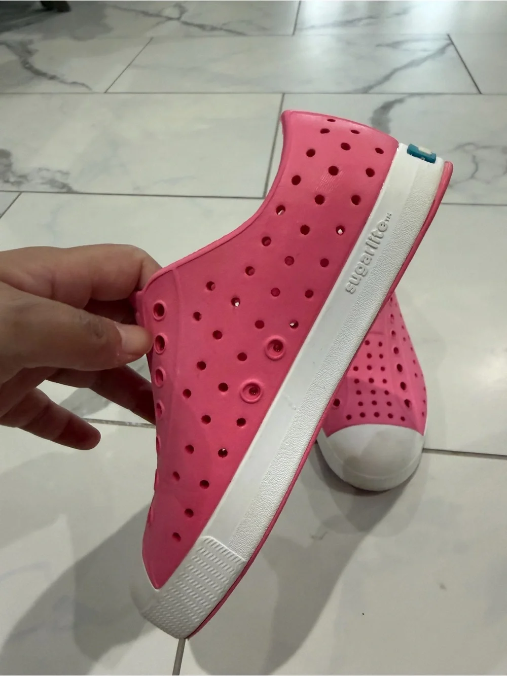 Native Kids Slip-On Water Shoe in Bright Pink with White Toe
